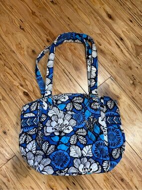 Vera Bradley Blue White and Black Floral Satchel